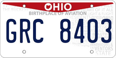 OH license plate GRC8403