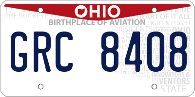 OH license plate GRC8408