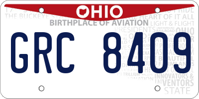 OH license plate GRC8409