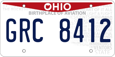 OH license plate GRC8412