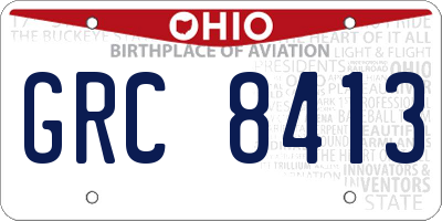 OH license plate GRC8413