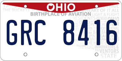 OH license plate GRC8416