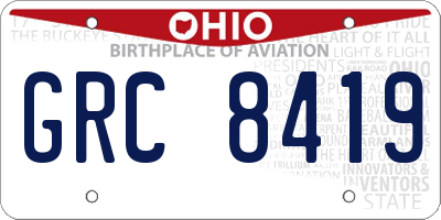 OH license plate GRC8419