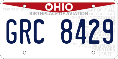 OH license plate GRC8429