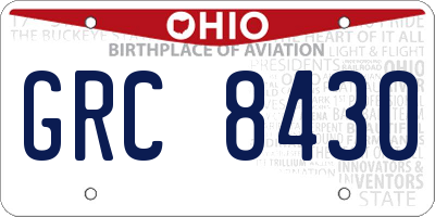 OH license plate GRC8430