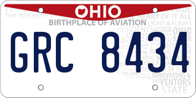 OH license plate GRC8434