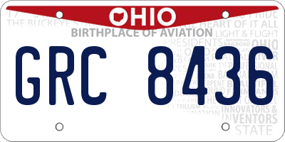 OH license plate GRC8436