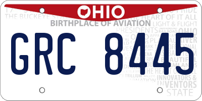 OH license plate GRC8445