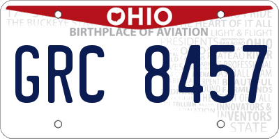 OH license plate GRC8457