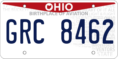 OH license plate GRC8462