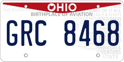 OH license plate GRC8468