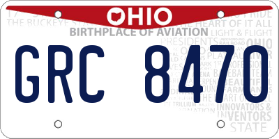 OH license plate GRC8470