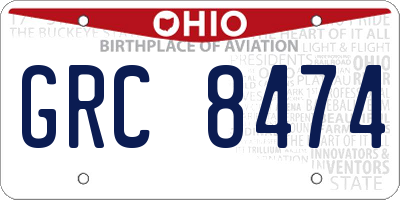 OH license plate GRC8474