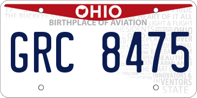 OH license plate GRC8475