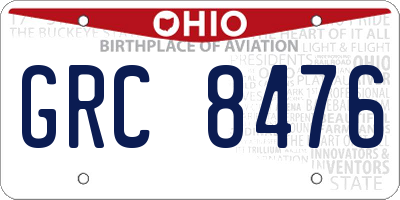 OH license plate GRC8476