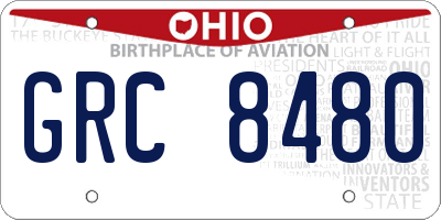 OH license plate GRC8480