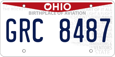 OH license plate GRC8487