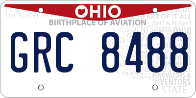 OH license plate GRC8488