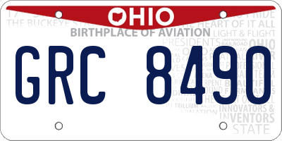 OH license plate GRC8490