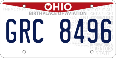 OH license plate GRC8496