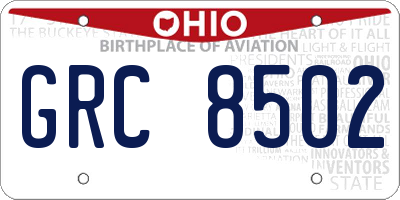 OH license plate GRC8502