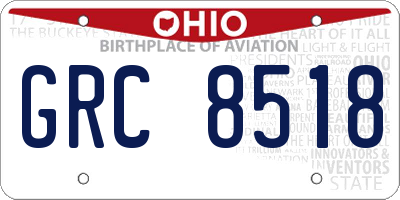 OH license plate GRC8518