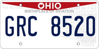 OH license plate GRC8520