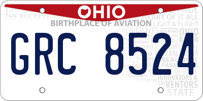 OH license plate GRC8524