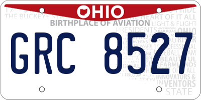 OH license plate GRC8527