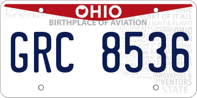 OH license plate GRC8536