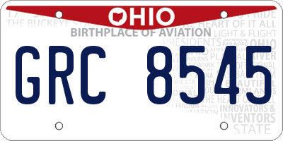 OH license plate GRC8545