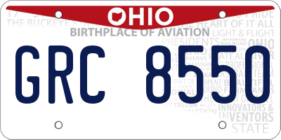 OH license plate GRC8550