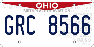 OH license plate GRC8566