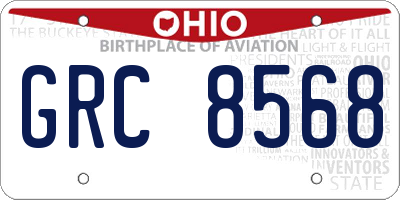 OH license plate GRC8568