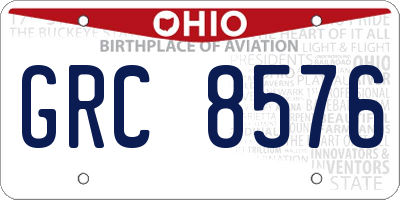 OH license plate GRC8576