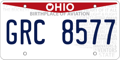 OH license plate GRC8577