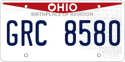 OH license plate GRC8580