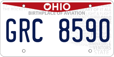 OH license plate GRC8590