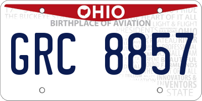 OH license plate GRC8857