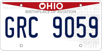 OH license plate GRC9059