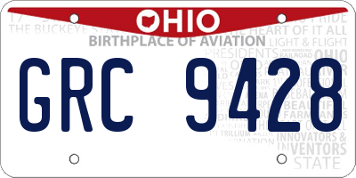 OH license plate GRC9428