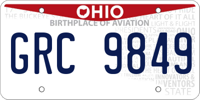 OH license plate GRC9849