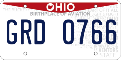 OH license plate GRD0766