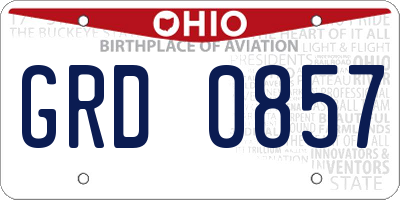 OH license plate GRD0857