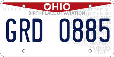 OH license plate GRD0885