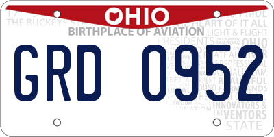 OH license plate GRD0952