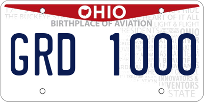 OH license plate GRD1000