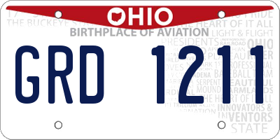 OH license plate GRD1211