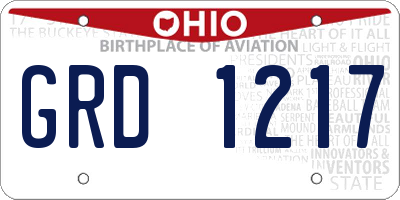 OH license plate GRD1217