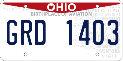 OH license plate GRD1403